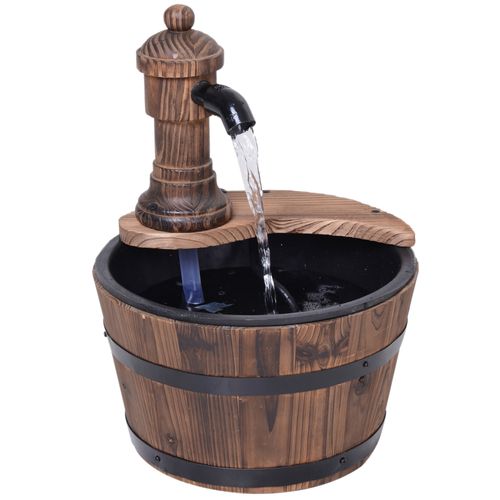 Rustic Barrel Water Pump Fountain - Enchant Your Garden Oasis!