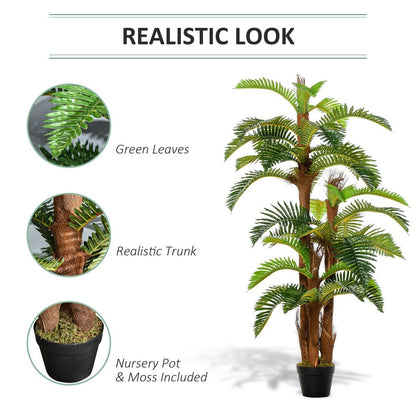 Artificial Fern Tree with 36 Leaves and Nursery Pot, Fake Plant 150cm for Lush Green Spaces