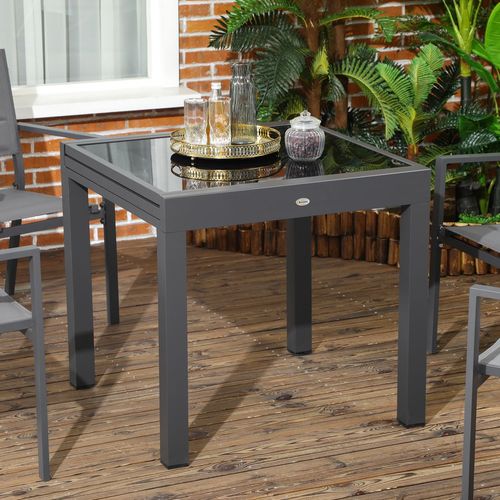 Versatile Extendable Outdoor Dining Table - Sturdy Aluminium & Glass Charm