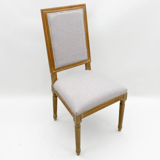 96CM Beige Linen Fabric Louis Chair for Elegant Seating