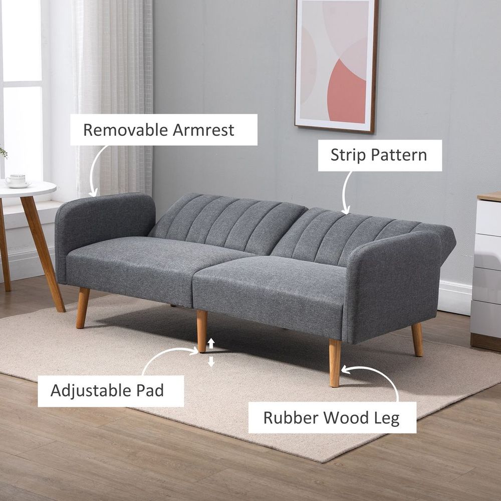 Two-Seater Sofa Bed with Adjustable Backrest for Living or Guest Room