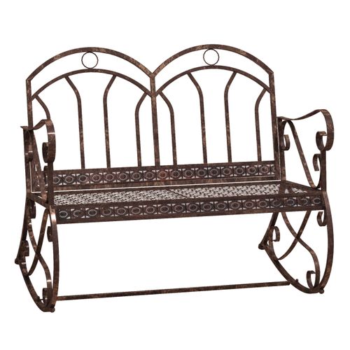 Elegant Metal Rocking Chair Loveseat Bench for Garden & Patio Relaxation