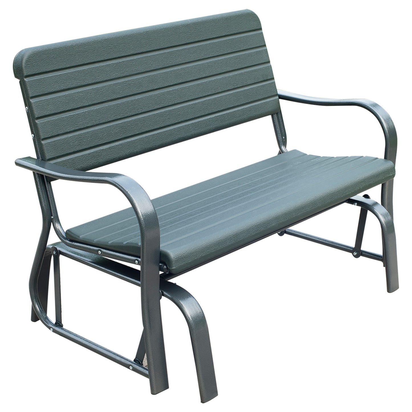 Charming Green Metal 2-Seater Outdoor Rocking Bench for Garden Relaxation